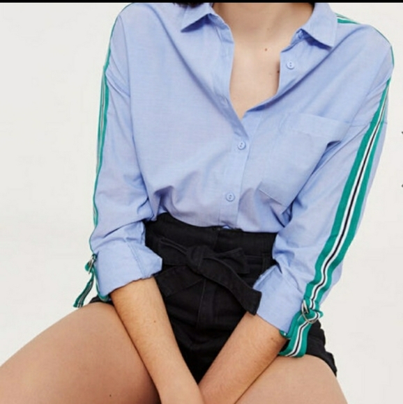 Ardene Tops - Belted Striped Sleeved Shirt